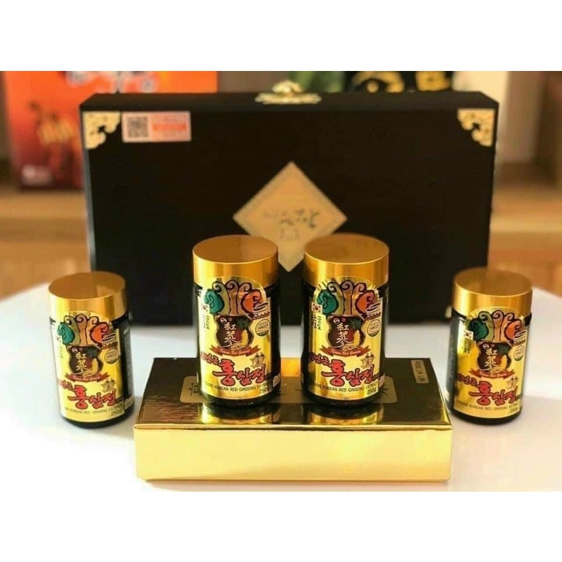 Cao Hồng Sâm CAO CẤP Hàn Quốc, Hộp Gỗ Đen 4 lọ