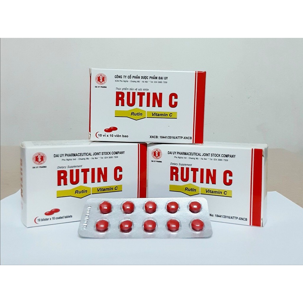 Rutin C Đại Uy - Bổ sung Vitamin C và Rutin giúp tăng tính bền thành mạch máu, hỗ trợ tăng cường sức đề kháng