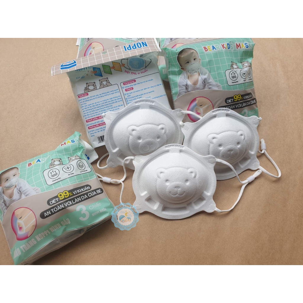 KHẨU TRANG GẤU CHO BÉ 0-2 tuổi NOPPI MASK ( 3 cái/túi) (katydang)