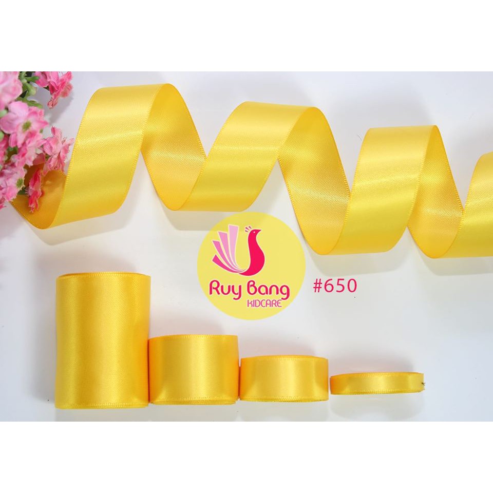 [Mã SKAMLTSM9 giảm 10% đơn 99K] Ruy băng satin lụa bóng 2 măt tone vàng ( cuộn 5m)