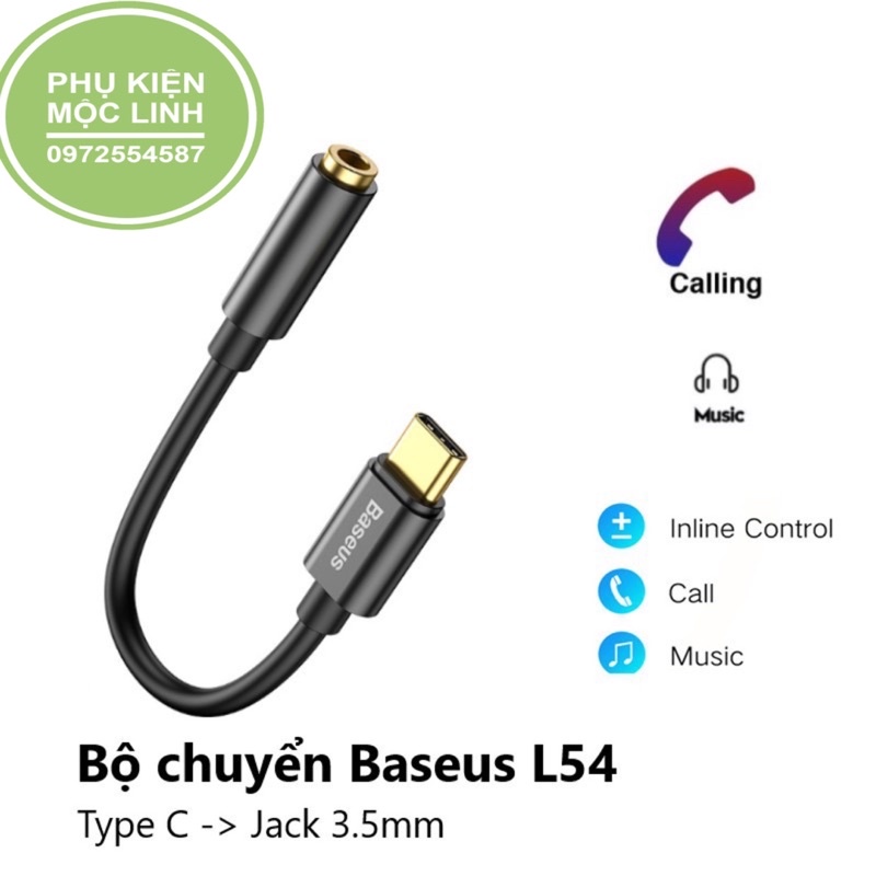 Jack Chuyển Đổi TypeC Sang Đầu 3.5 Basues -L54 -Hỗ trợ Nghe Nhạc,Đàm Thoại dùng cho MICRO SAM SUNG -XIAOMI -HUAWEI -OPPO