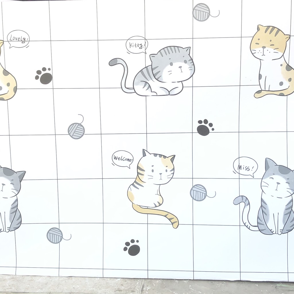 Decal dán tường bếp NHỨNG CHÚ MÈO khổ rộng 60cm ( giá bán 1 mét dài tới )