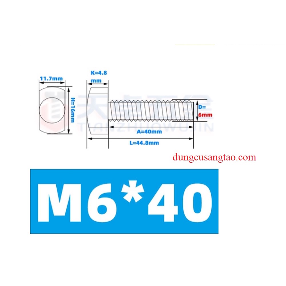 Bu lông T screw inox 304 tán siêu lớn