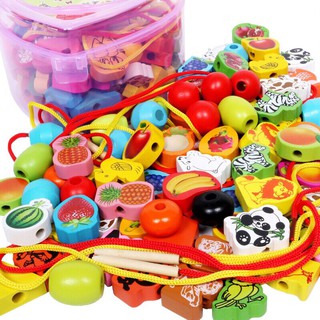 Đồ chơi xâu vòng gỗ hạt to 50 chi tiết-đồ chơi thông minh.
