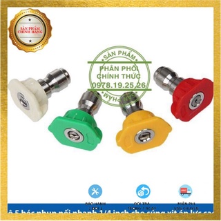 Bộ 4 béc phun - đầu béc gắn súng xịt rửa của máy rửa xe áp lực cao - ren nối nhanh