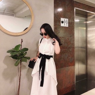 Váy tầng nơ eo