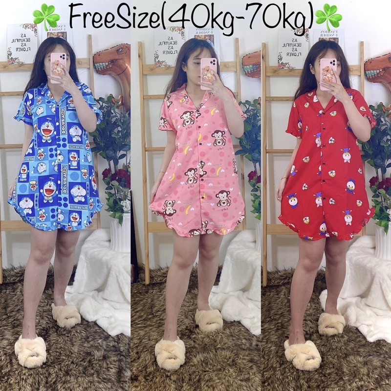 (FreeSize 40kg-70kg) Đầm Bèo Kate Pijama