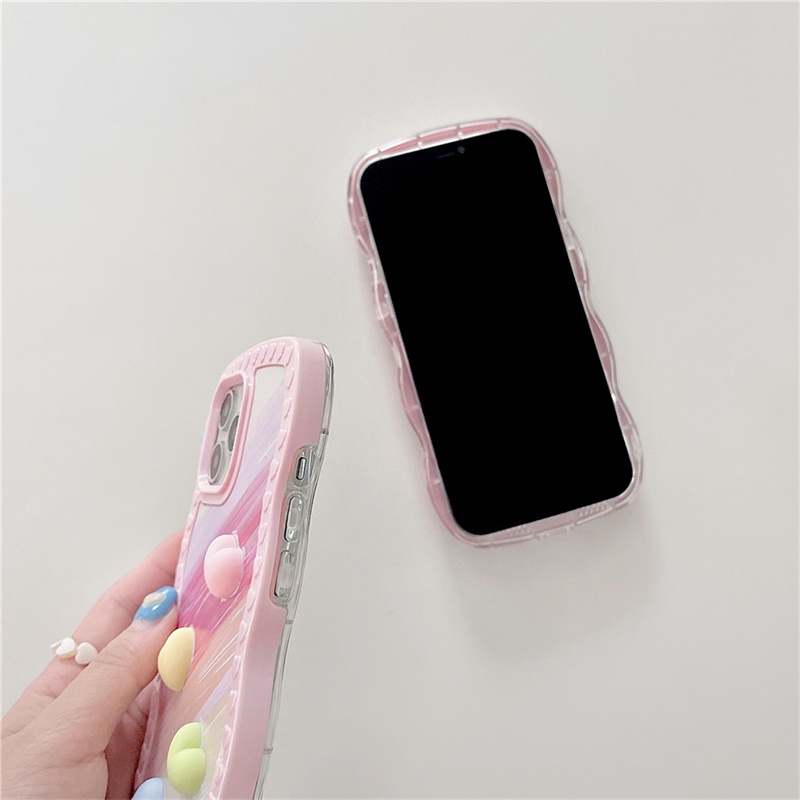 Ốp Điện Thoại TPU Dẻo IMD Viền Lượn Sóng In Hình Trái Tim Cho iphone Case 13 Pro Max 12 Pro Max 11ProMax