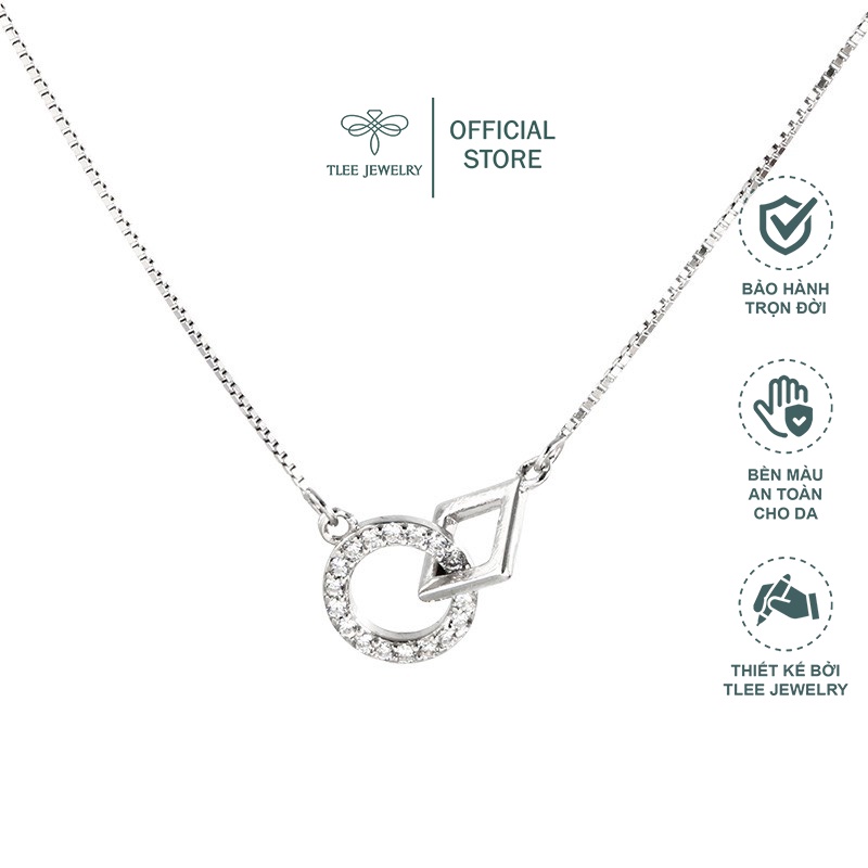 Dây chuyền bạc nữ TLEE mặt ghép tròn vuông mẫu lạ TleeJewelry D0111