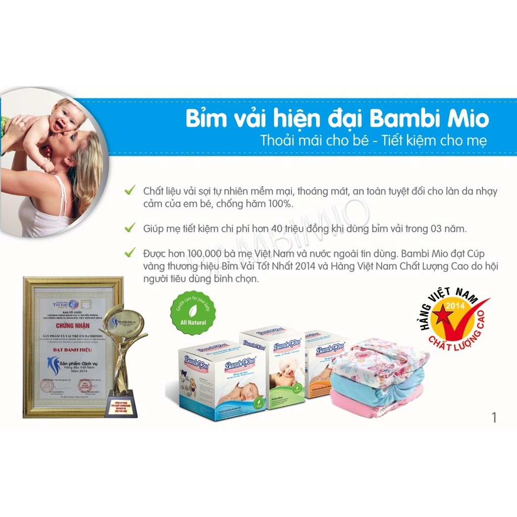 Tã vải ban đêm bambimio size M(3-16kg)