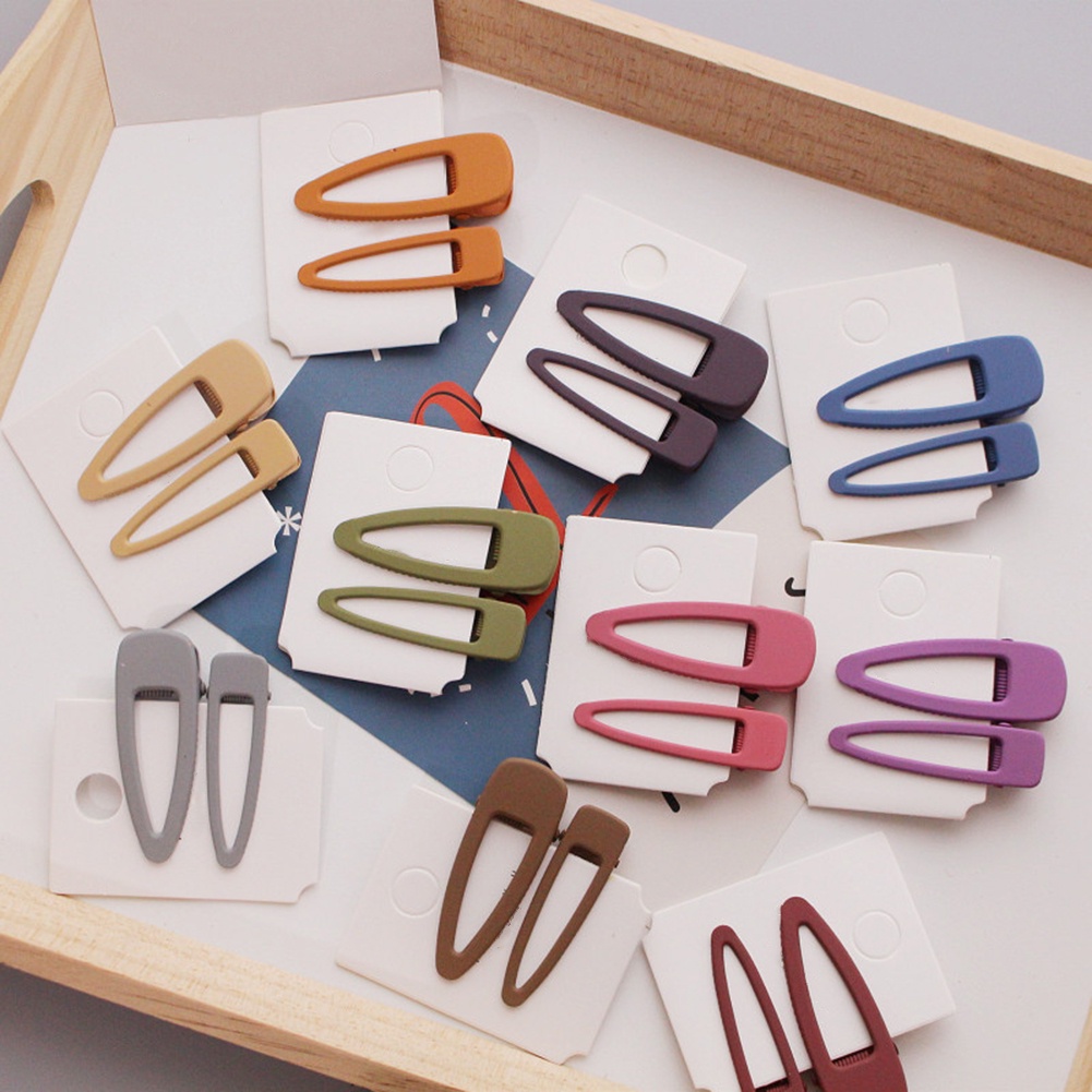 Set 2 Kẹp Tóc Nữ Màu Trơn Hình Giọt Nước