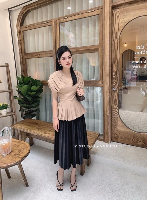 ÁO XẾP LY CỔ V HÀNG THIẾT KẾ