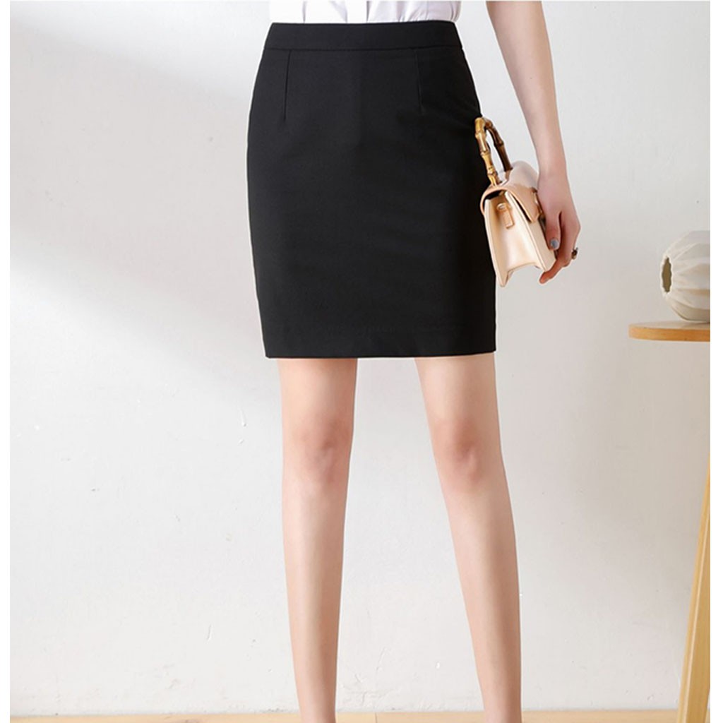 Chân váy ngắn công sở CERA-Y form ôm xẻ sau màu đen 48cm CR48V01