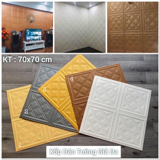 XỐP DÁN TƯỜNG GIẢ DA P8, HOA VĂN KÍCH THƯỚC 70X70 CM SIÊU ĐẸP