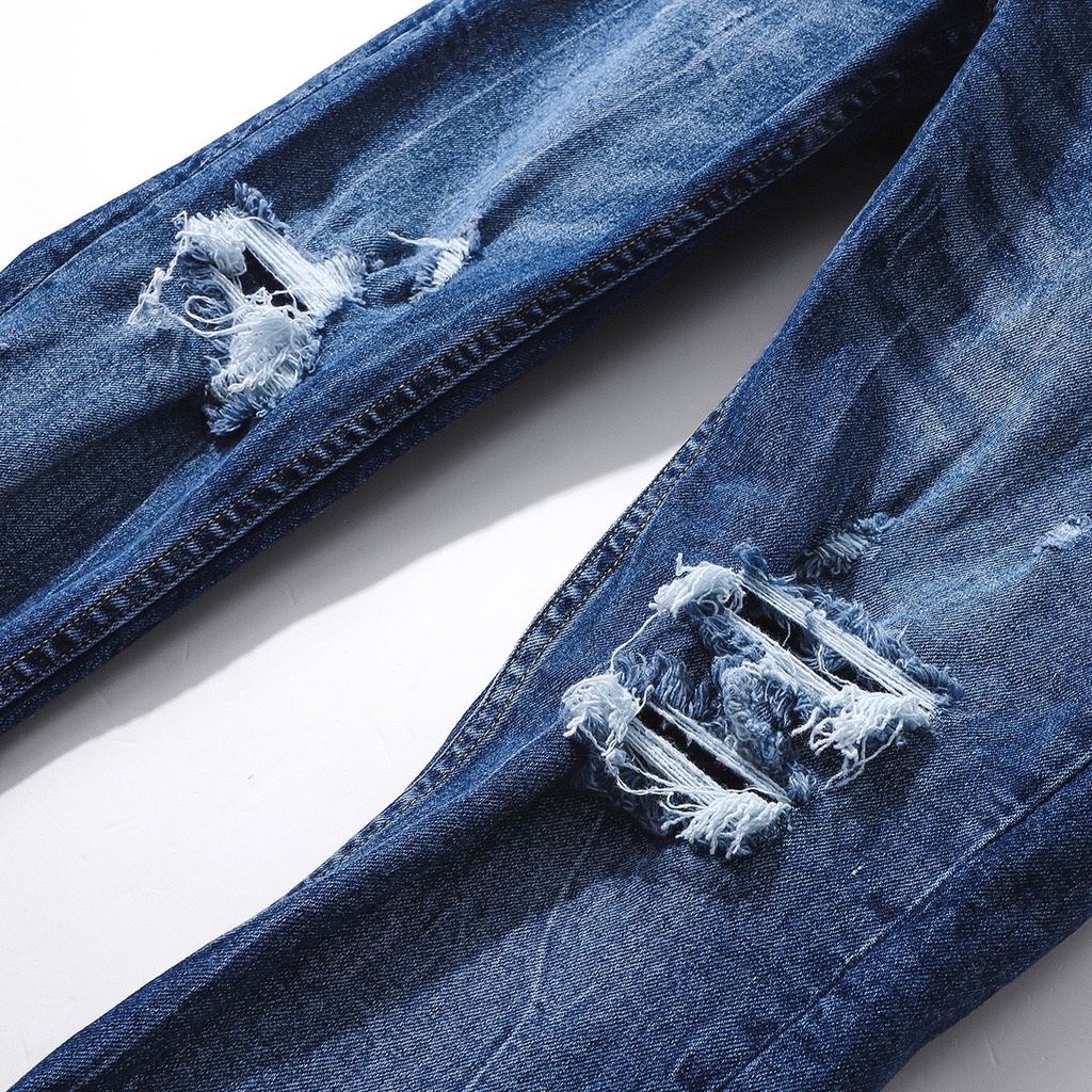 Quần Jean Nam Chất Bò HEBOZ Rách Gối Cá Tính, Form Chuẩn Slim Fit 019 - 00000748