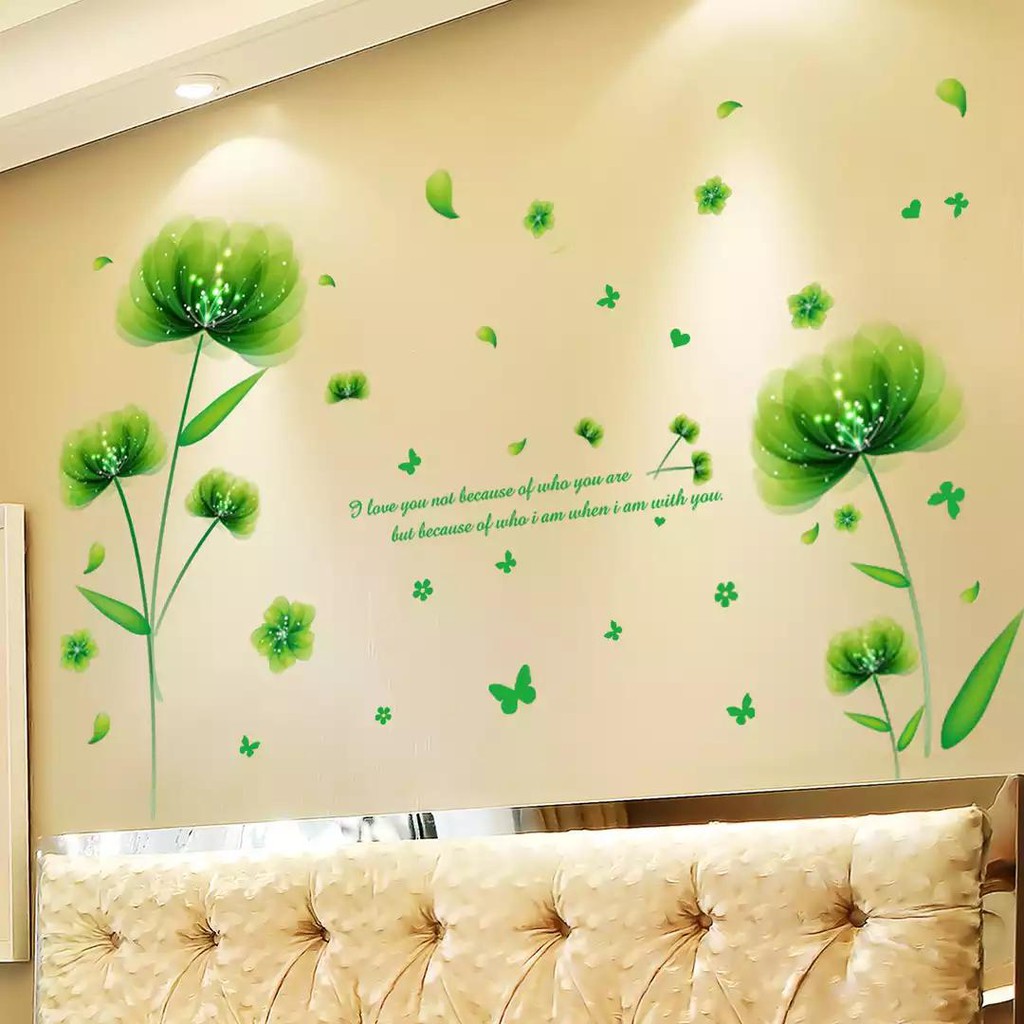 decal dán tường hoa xanh