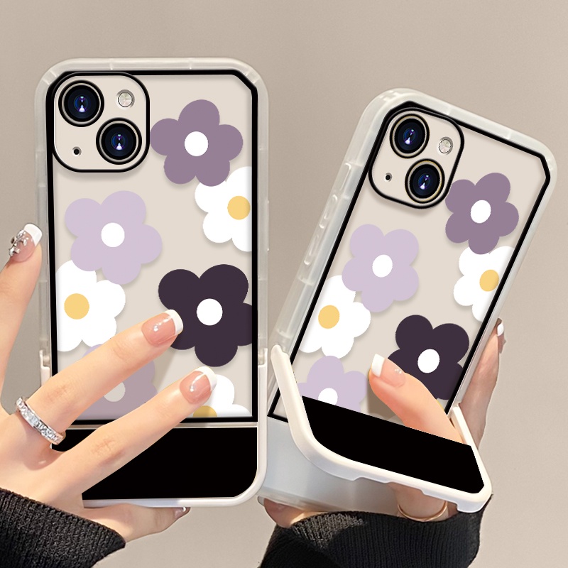 Ốp Điện Thoại TPU Silicon Mềm Trong Suốt Có Giá Đỡ Hình Hoa Cho iPhone 13 12 11 Pro X XR XS Max SE 2020 6 6S 7 8 Plus