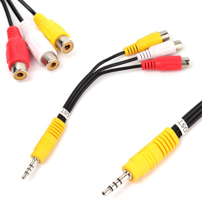 Cáp chuyển đổi âm thanh Mini AV từ jack cắm 3.5mm sang 3 đầu RCA