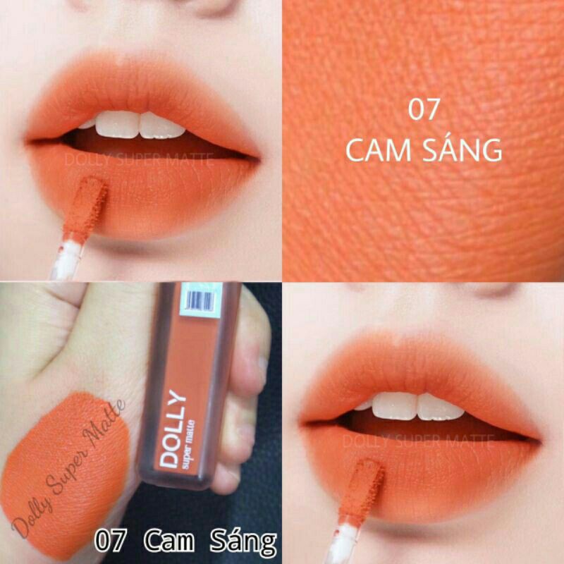 (HOT 2021-màu cam tươi)💄 son kem lì dollly không chì lên màu chuẩn -mềm 💋 môi