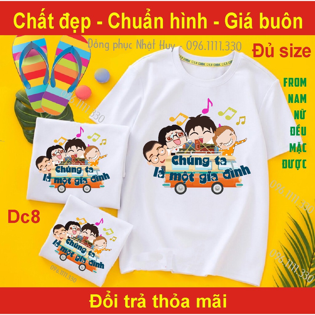 áo nhóm đi chơi DC8, du lịch biển, phông, thun,cotton, chúng ta là một gia đình,xách balo lên và đi