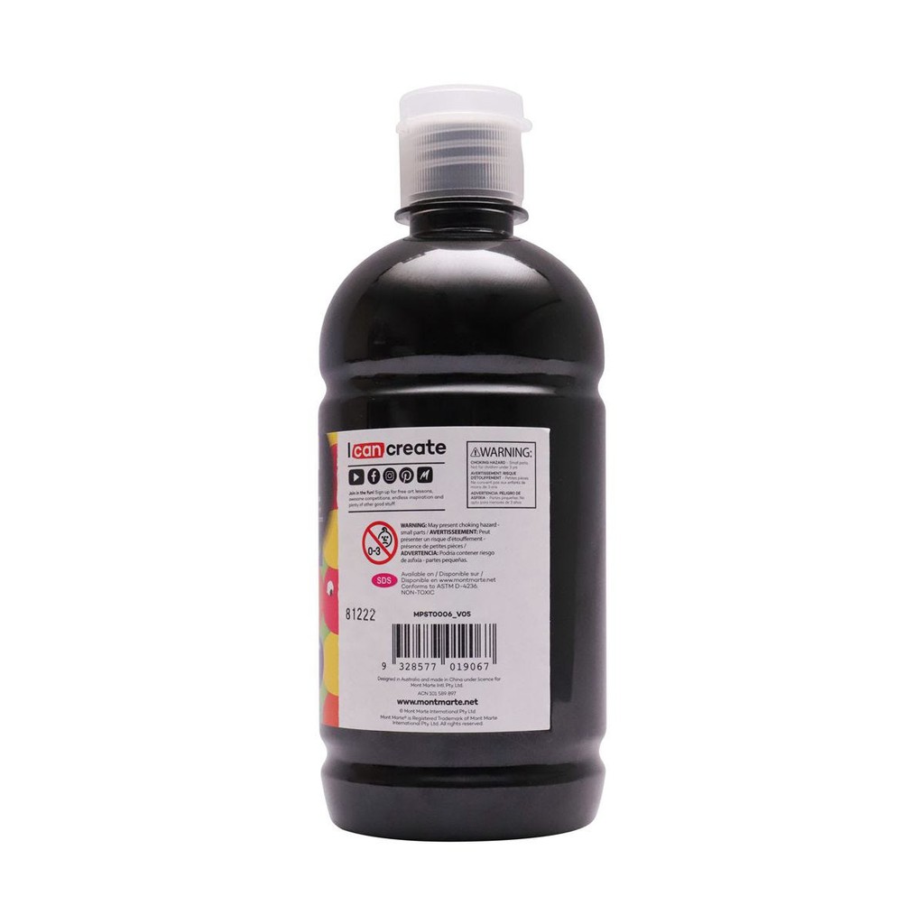 Màu Nước Poster Paint Mont Marte 500ml - Lamp Black - MPST0006