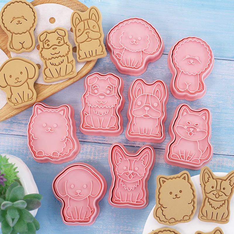 Set 8 Khuôn Cắt Bánh Quy Tạo Hình Chú Chó 3D Dễ Thương