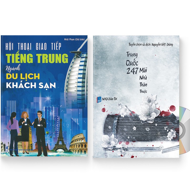 Sách - Combo: Hội Thoại Giao Tiếp Tiếng Trung Ngành Du Lịch Khách Sạn + Trung Quốc 247 – Mái Nhà Thân Thuộc + DVD quà