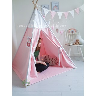 Lều vải cho bé vải cotton 100% gỗ tự nhiên an toàn cho trẻ (7)
