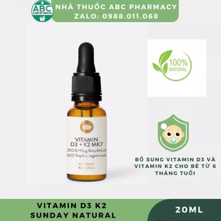 Sunday natural® vitamin d3 + k2 mk7 - hỗ trợ hấp thu canxi & chống còi xương
