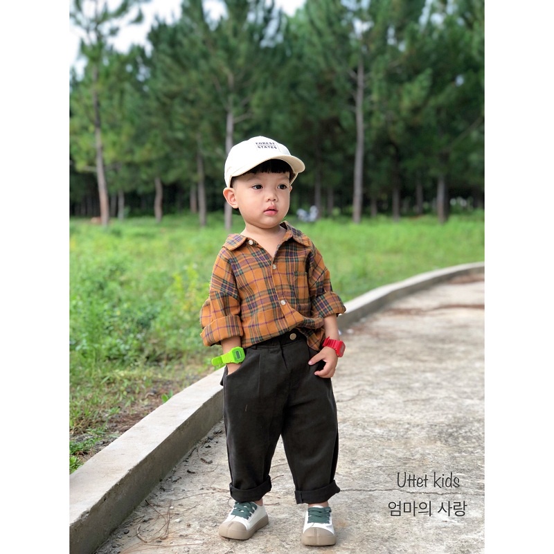 ÁO SƠ MI CARO HÀN QUỐC 9130 DÀNH CHO BÉ GÁI VÀ BÉ TRAI SIZE 80 ĐẾN 120