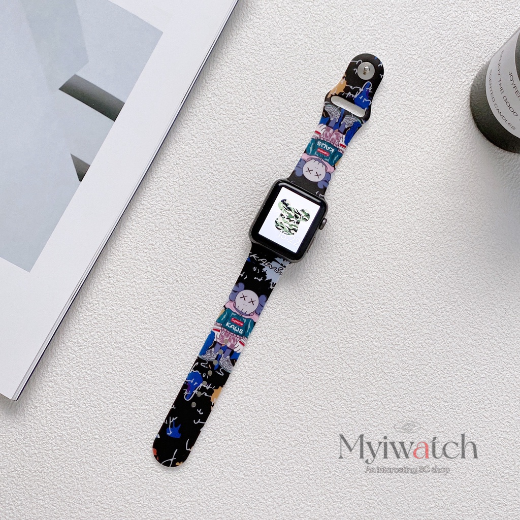 Dây Đeo Silicon Mềm Họa Tiết Hoạt Hình Cho Đồng Hồ Thông Minh Apple Watch serise 7 6 SE 4 5 45mm 41mm 44mm 40mm series 3 2 1 38mm 42mm