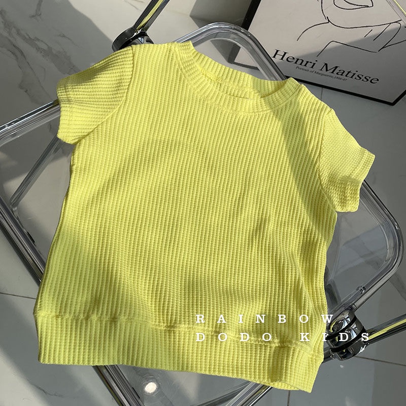 Bộ Áo Thun Tay Ngắn Và Quần Ngắn Màu Trơn Thời Trang Mùa Hè Cho Bé Trai Và Gái