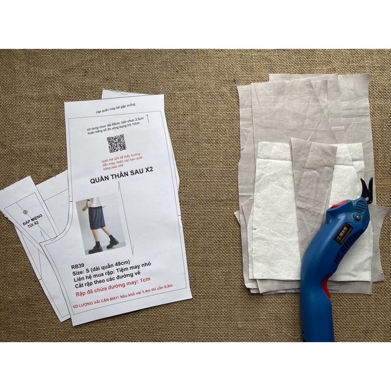 RB39_ Rập giấy may áo quần lửng nam