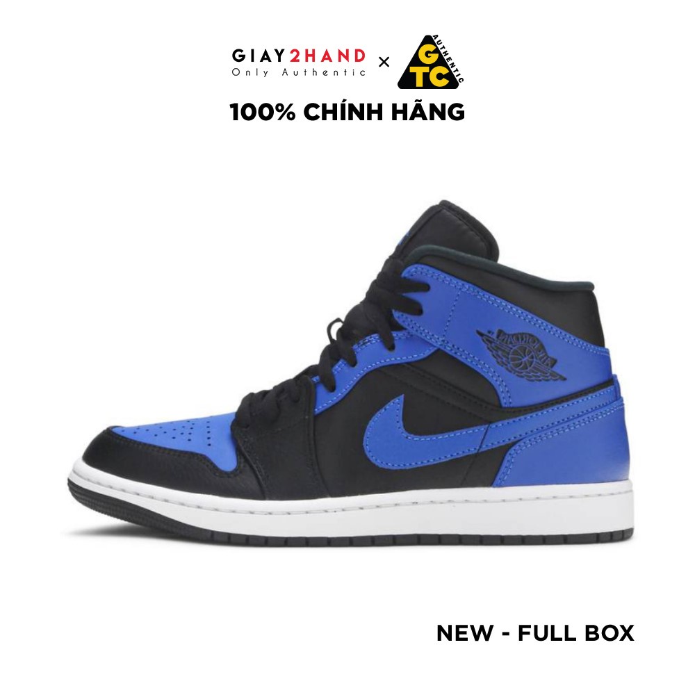 (NEW) Giày Sneaker Thể Thao Nike Air Jordan 1 Mid Hyper Royal 554724-077 Chính Hãng 100%