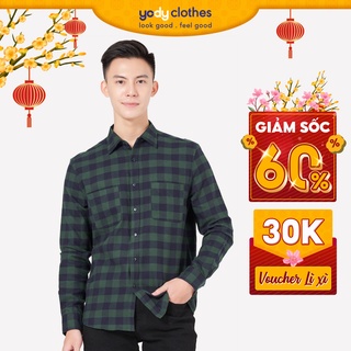 Áo sơ mi nam YODY caro có túi ngực SMM4031
