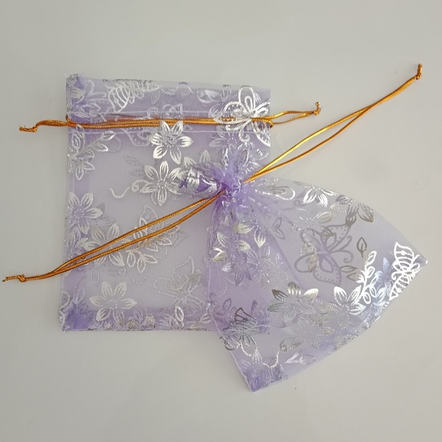 túi dây rút voan lưới màu tím hoa lilac kích cỡ 9x12cm làm quà tặng dễ thương - moon shop
