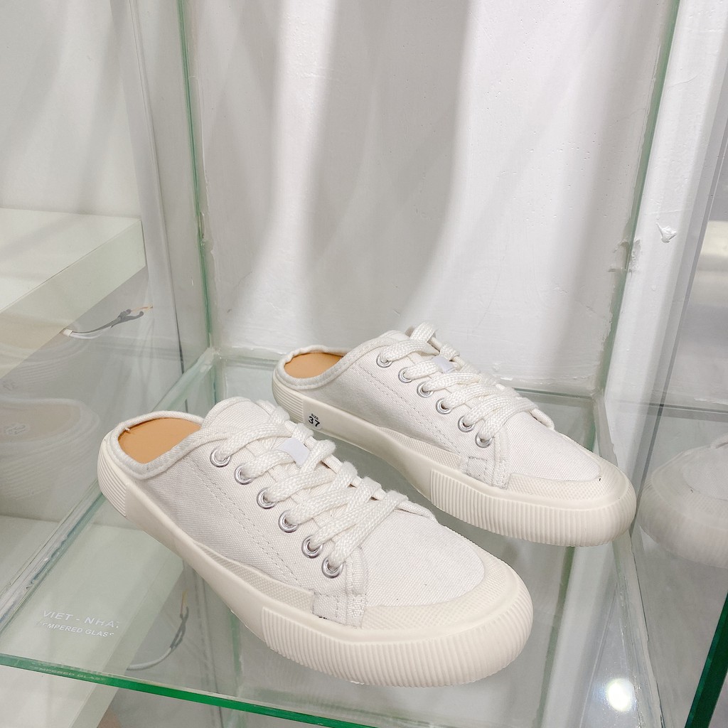 Giày sục nữ Nin Shoes - Giày đạp gót thời trang mũi tròn siêu xinh 2 màu | BigBuy360 - bigbuy360.vn