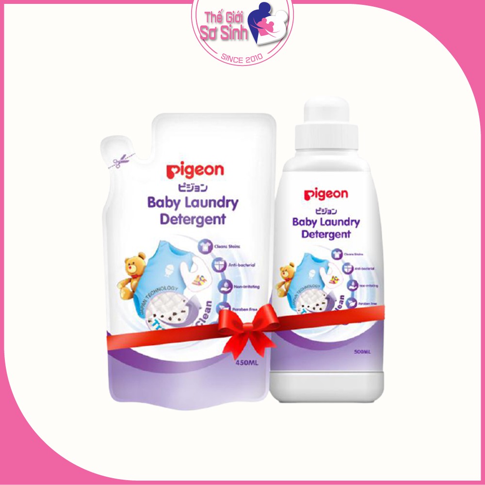 Combo Nước Giặt Quần Áo Chai + Túi Pigoen 500ml, Tẩy Vết Bẩn Nhanh Chóng, Không Để Lại Cặn Xà Phòng - Thế Giới Sơ Sinh