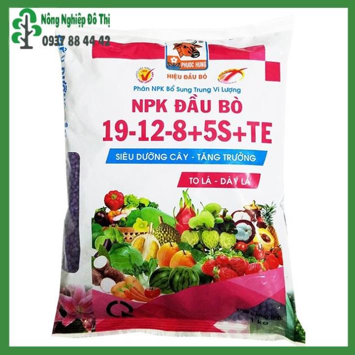 Phân NPK Đầu Bò 19-12-8+5S+TE 1kg