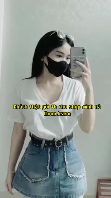 Chân váy jean túi nhọn tua viền, Chân váy ngắn chữ A có lót trong siêu xinh | BigBuy360 - bigbuy360.vn