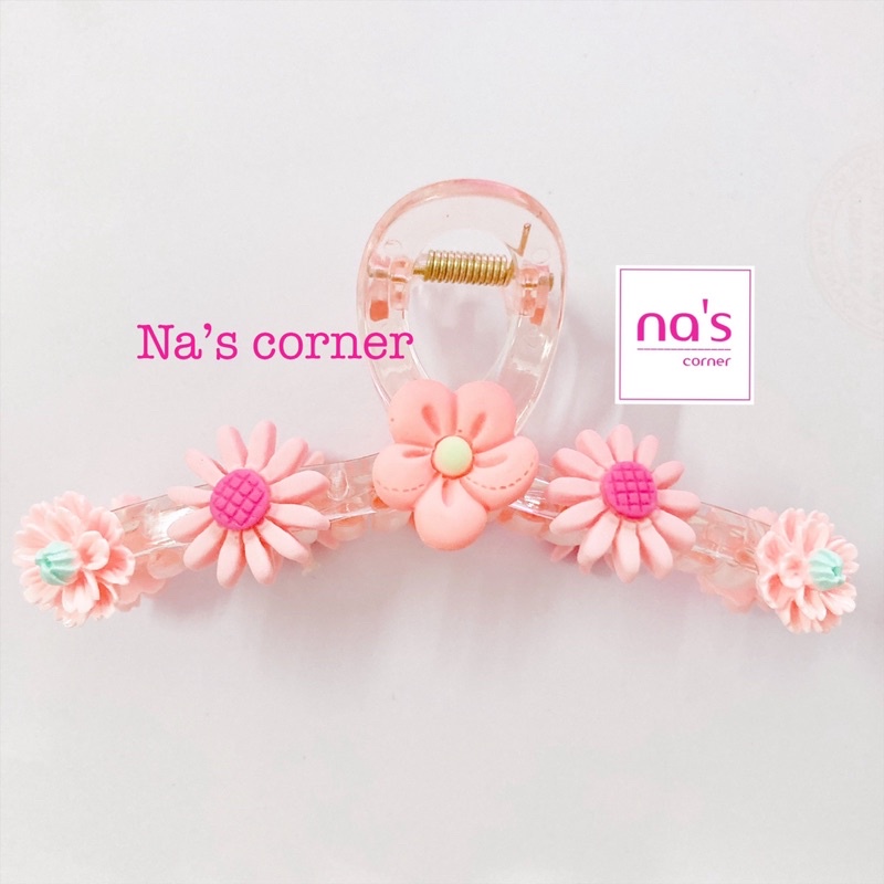 Gấp tóc nhựa trong kẹp gắp tóc càng cua đính hoa nơ gấu thỏ