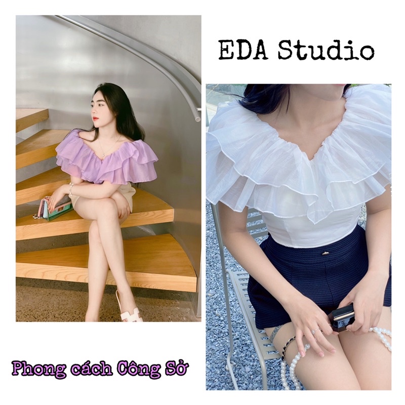 Áo Croptop Nữ Bèo Ngực 2 Tầng,  Áo Kiểu Thiết Kế  Đa Dạng 5 Kiểu Mặc Linh Hoạt, Áo Nữ Trễ Vai Dạo Phố HOT Mùa Hè