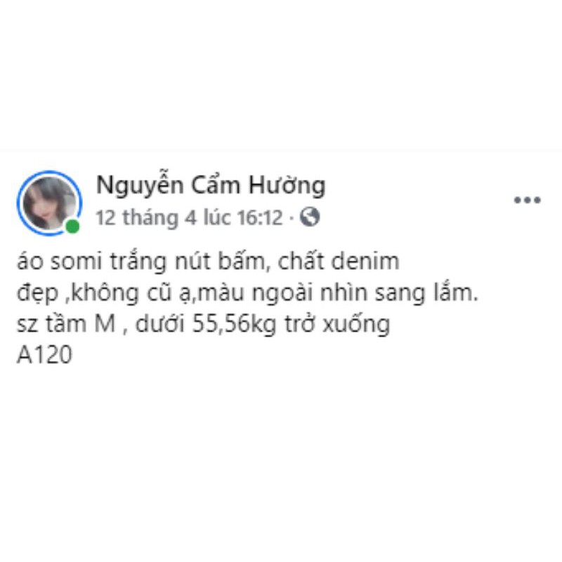 áo sơmi denim trắng nút bấm size M. A120