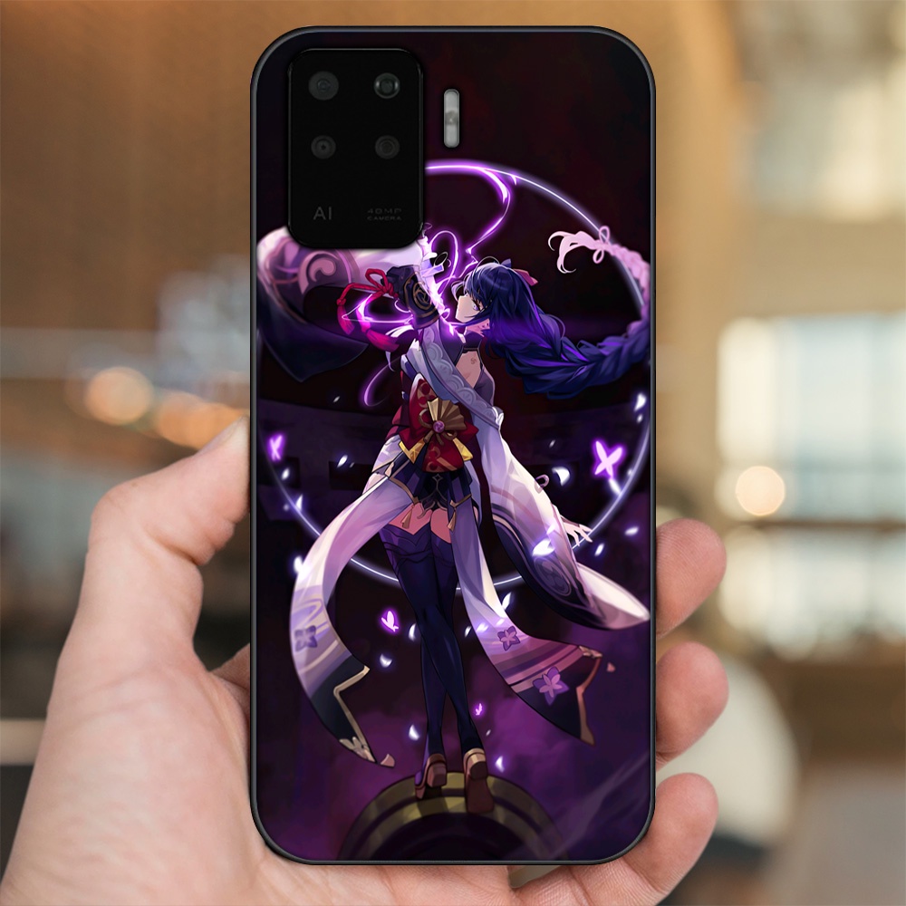 Ốp lưng Oppo A94 viền đen in hình Raiden Shogun Genshin Impact