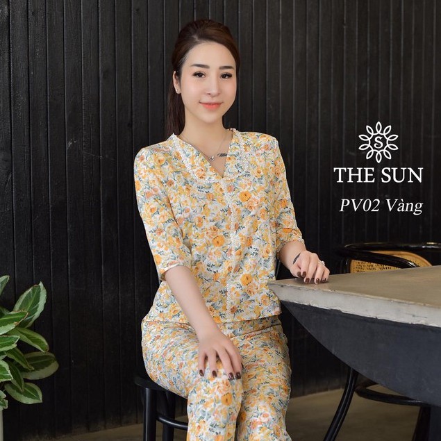 [FreeShip – Sale khô máu] Bộ Đồ Mặc Nhà Nữ Siêu Sang - Mã PV02 Chất Lụa Giấy Mát Mịn Thấm Hút Mồ Hôi 2 Màu Vàng Và Hồng | BigBuy360 - bigbuy360.vn