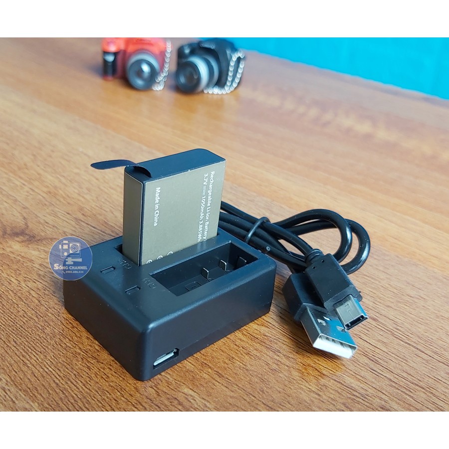 Pin Và Dock Sạc Đôi Cho Eken, SJCam, Amkov 8000s Plus, SooCoo