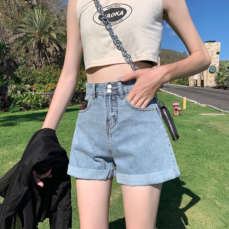 Quần Short Denim Lưng Cao Dáng Rộng Phong Cách Hàn Quốc Thời Trang Mùa Hè Mới Cho Nữ