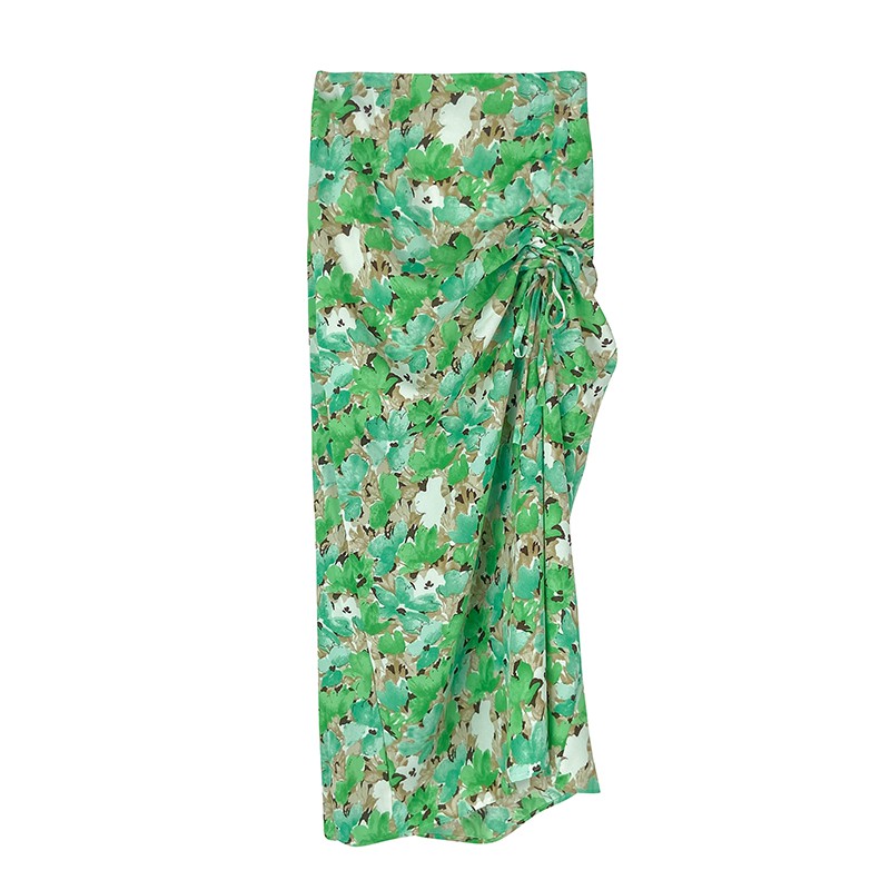 Váy dây rút kết hợp tất cả các mùa hè dành cho nữ cúp ngực màu xanh lá cây rừng ngắn vừa vặn với chiều dài tr
