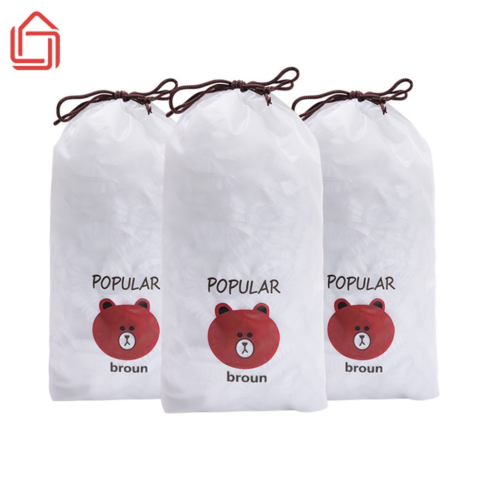 Màng bọc thực phẩm co giãn túi 80c sử dụng lò vi sóng, chống bụi bẩn, côn trùng hình gấu dễ thương