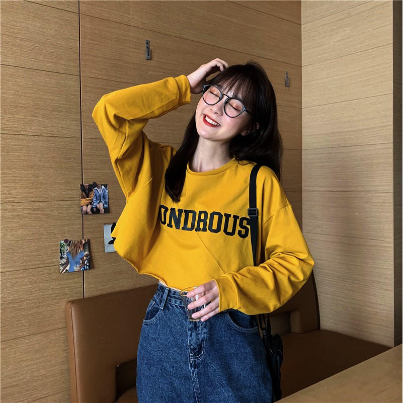 Áo croptop nữ dài tay ZOZORO form vừa in chữ WONDROUS chất vải đẹp thoáng mát - AT17